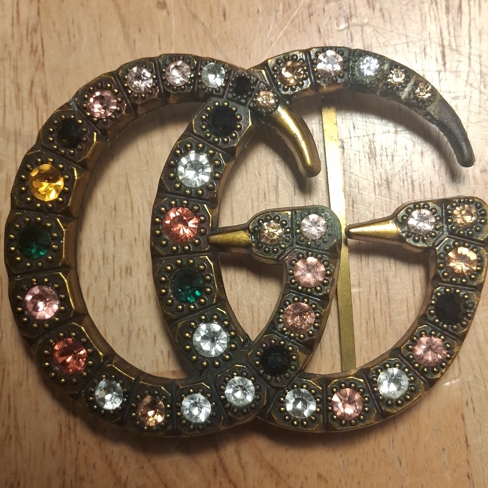Crystal-Embellished Double G Belt Buckle